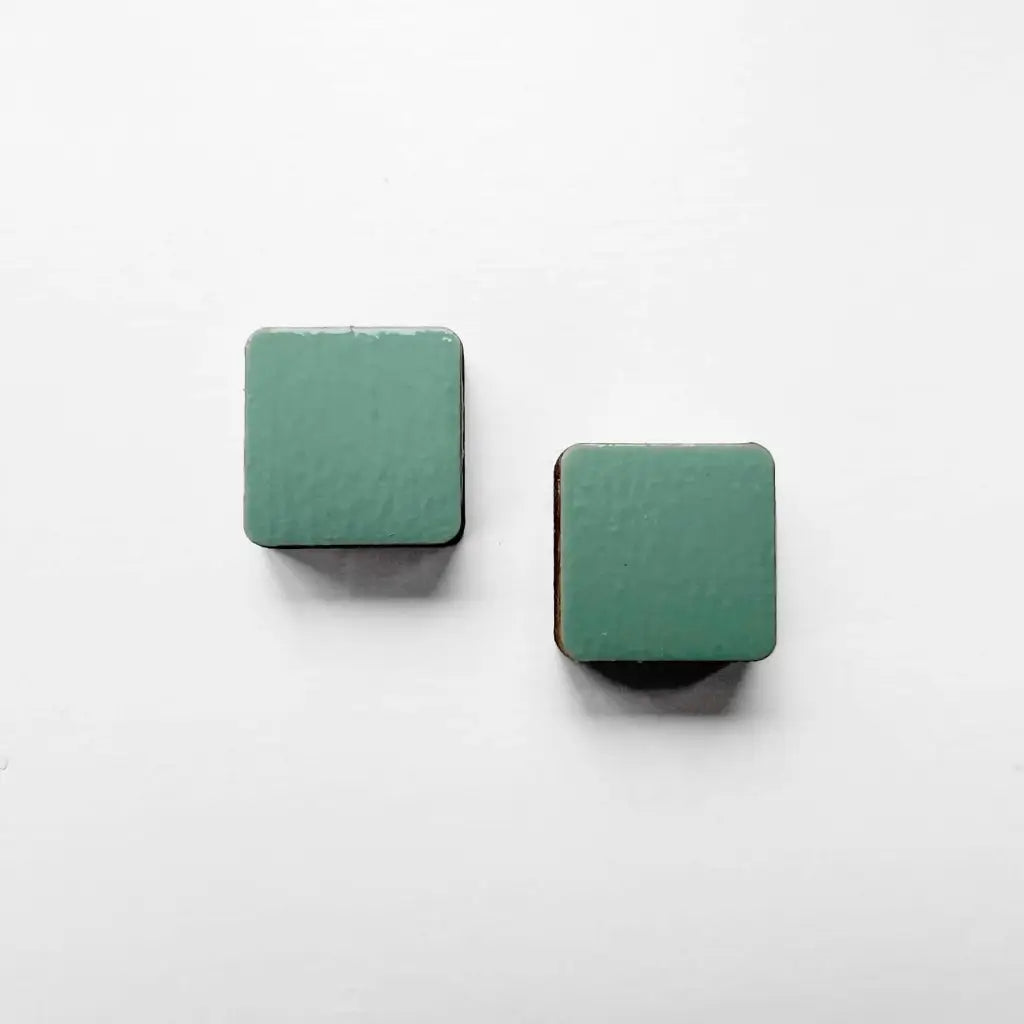 Square Wood Earrings Mystic Mint