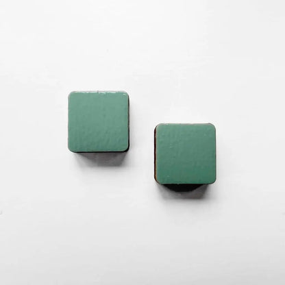 Square Wood Earrings Mystic Mint