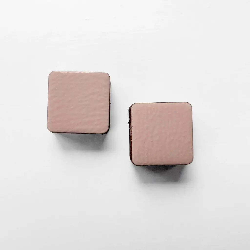 Square Wood Earrings Pebble Nude