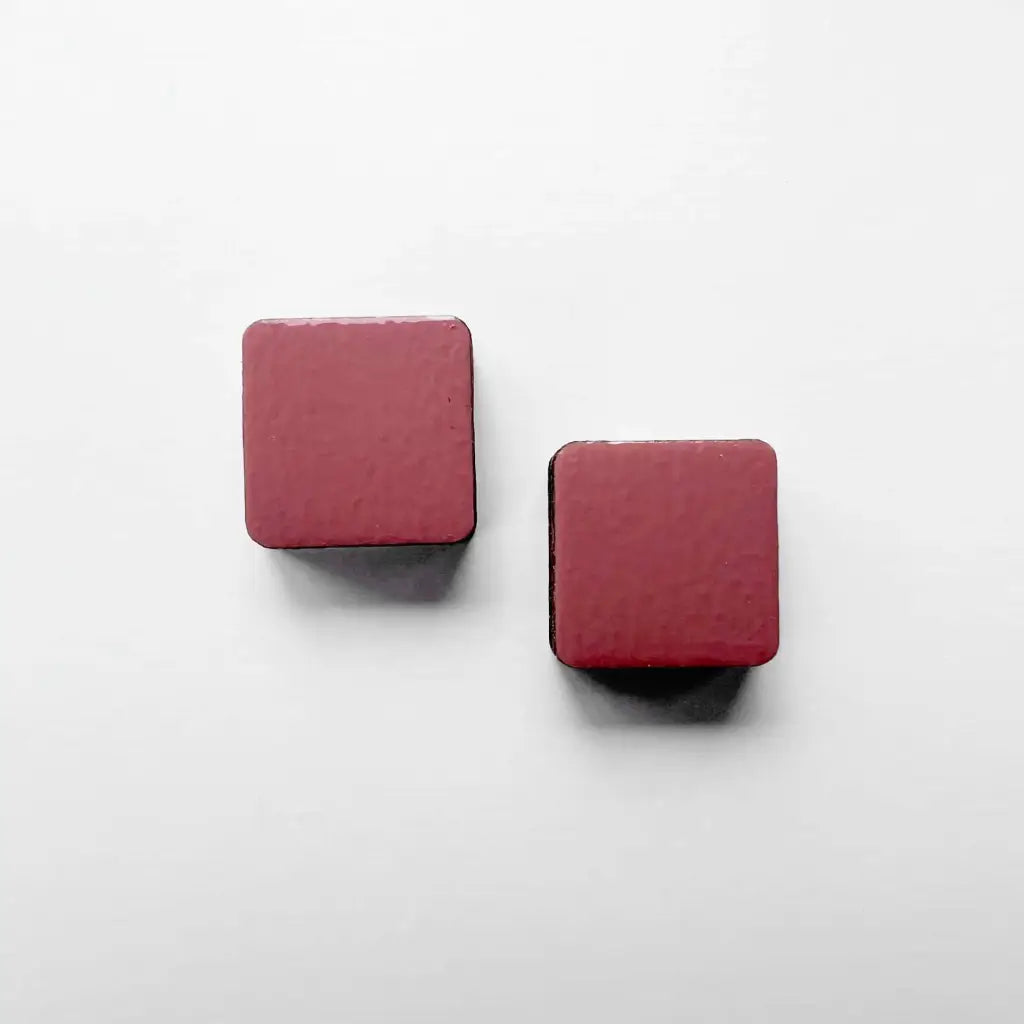 Square Wood Earrings Prairie Rose Pink