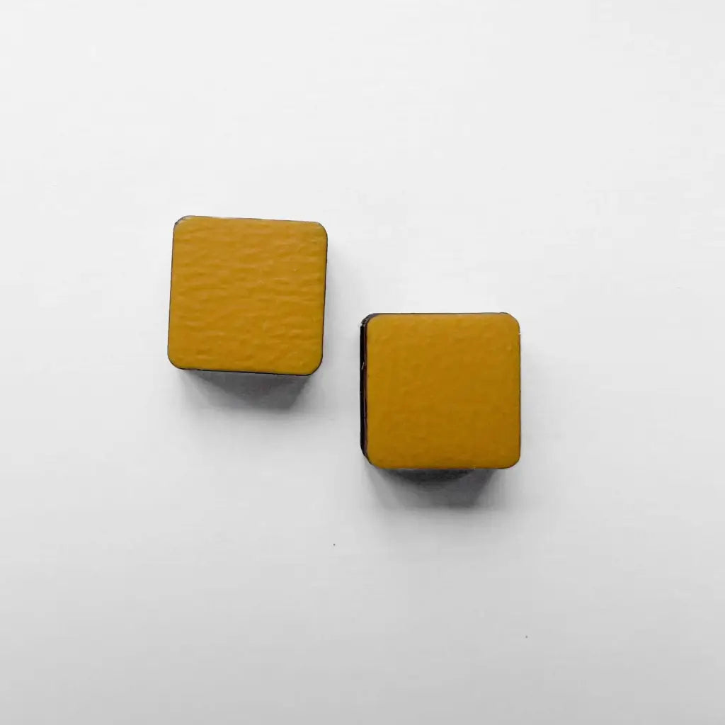Square Wood Earrings Saffron Yellow