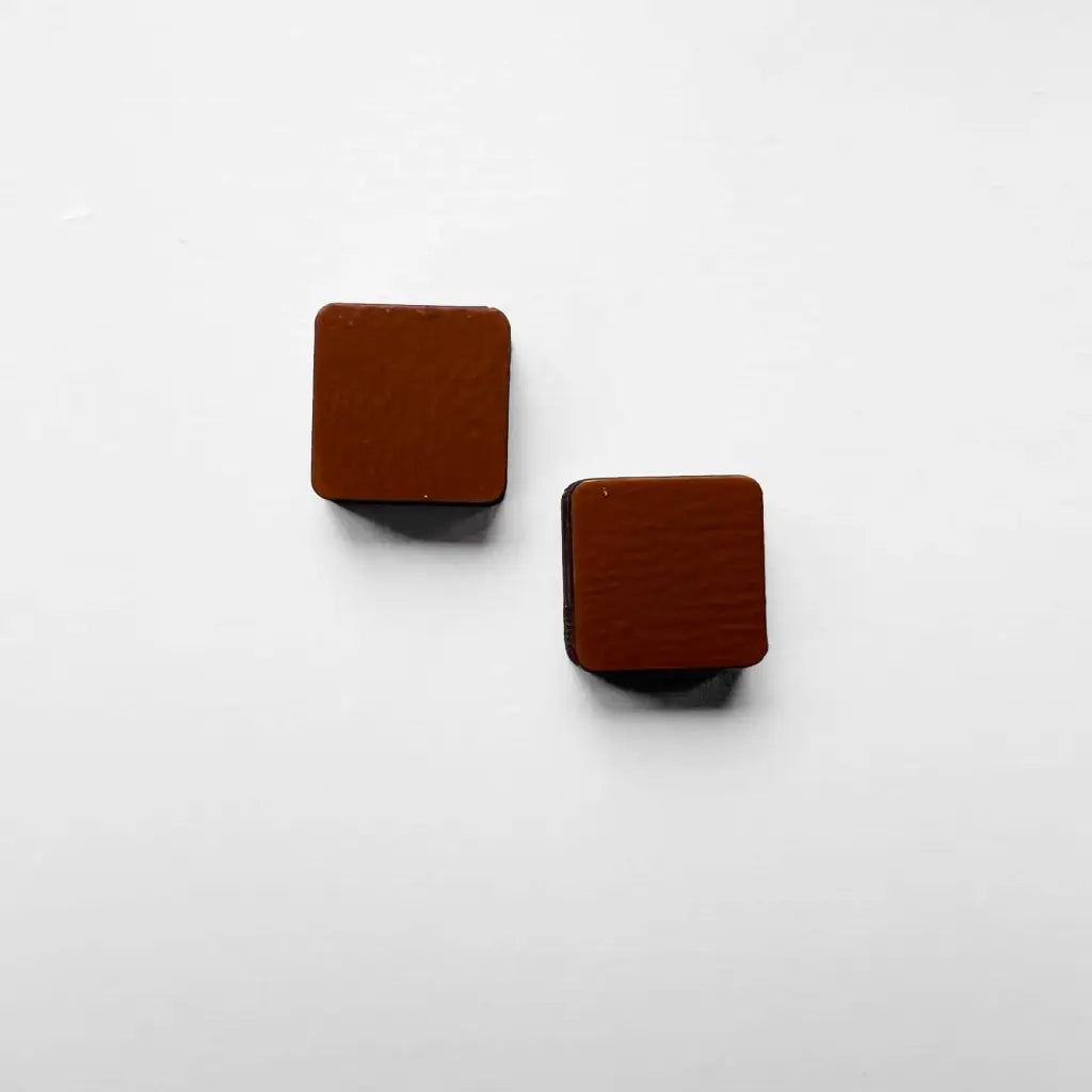 Square Wood Earrings San Tan Brown