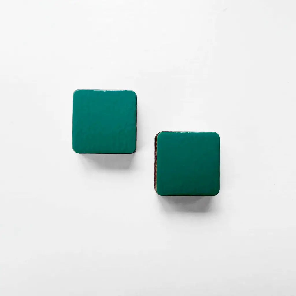 Square Wood Earrings Turquoise Trail
