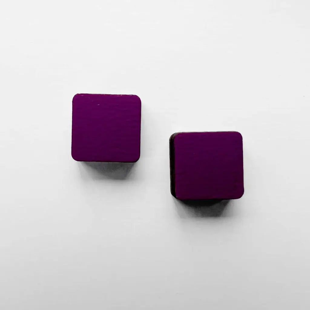 Square Wood Earrings Violet