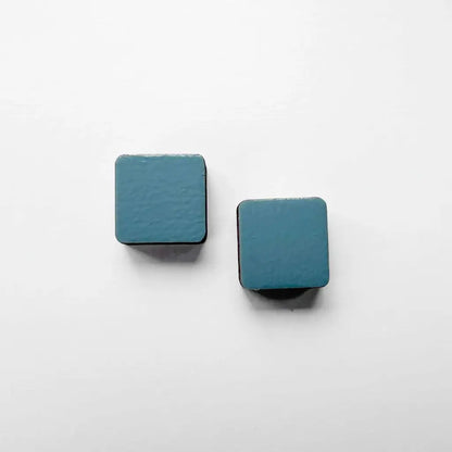 Square Wood Earrings Wayward Blue