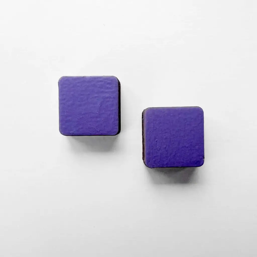 Square Wood Earrings Wild Lavender