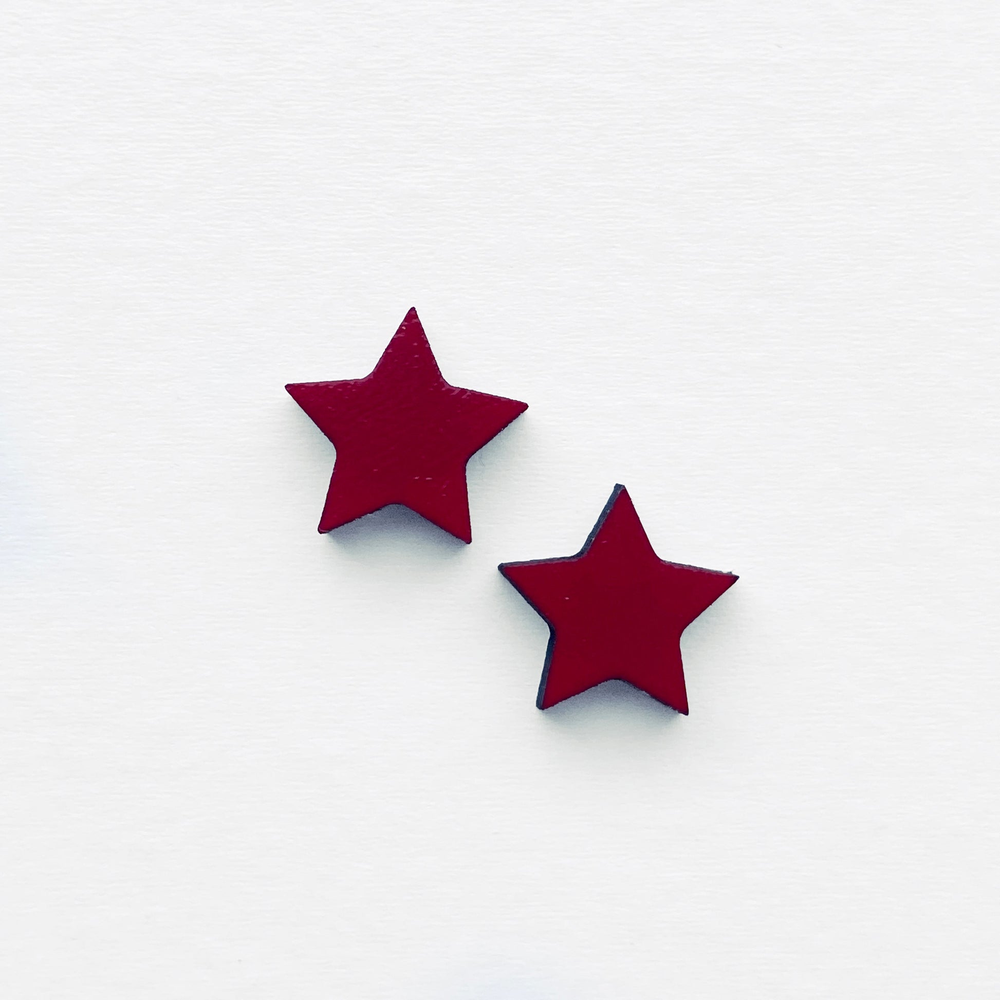 Stars Wood Stud Earrings - Red / 10MM - Painted Wood Stud Earrings