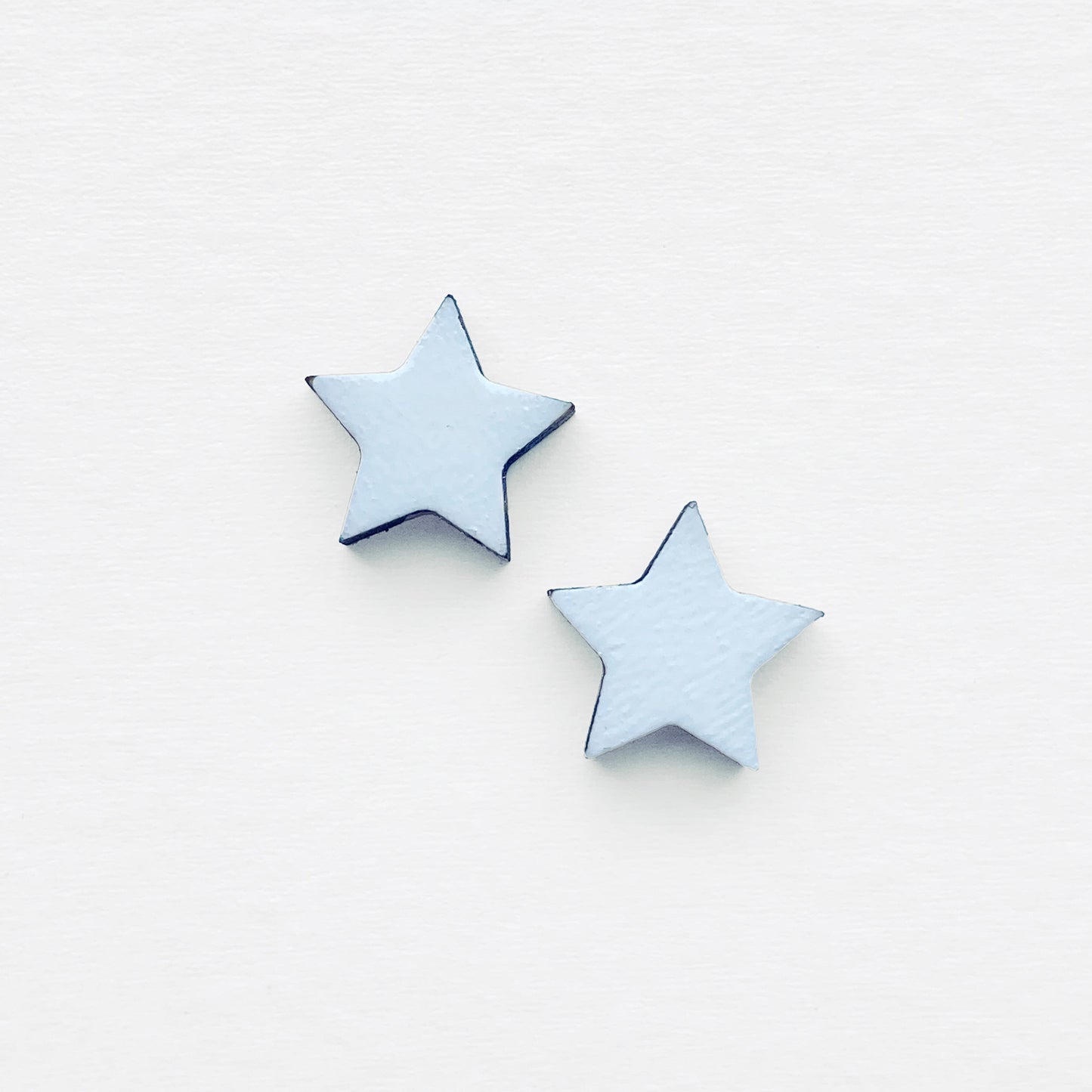 Stars Wood Stud Earrings - White / 10MM - Painted Wood Stud Earrings