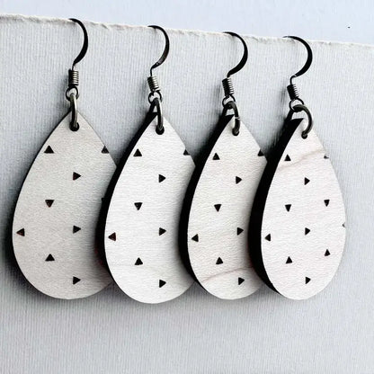 Teagan Wood Drop Earrings - Natural Wood Drop Earrings