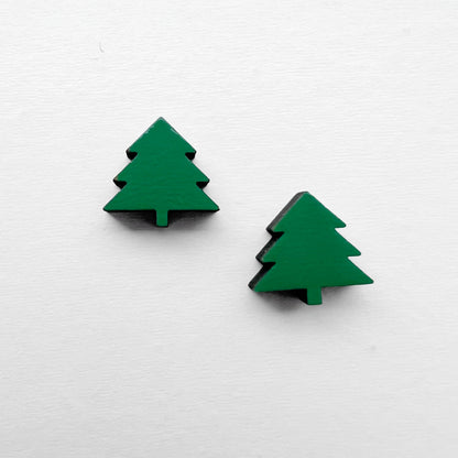 Tree Wood Stud Earrings - Desert Fern Green / 9 x 8.5mm - Painted Wood Stud Earrings