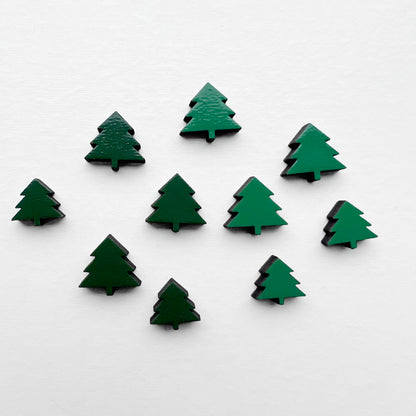 Tree Wood Stud Earrings - Painted Wood Stud Earrings