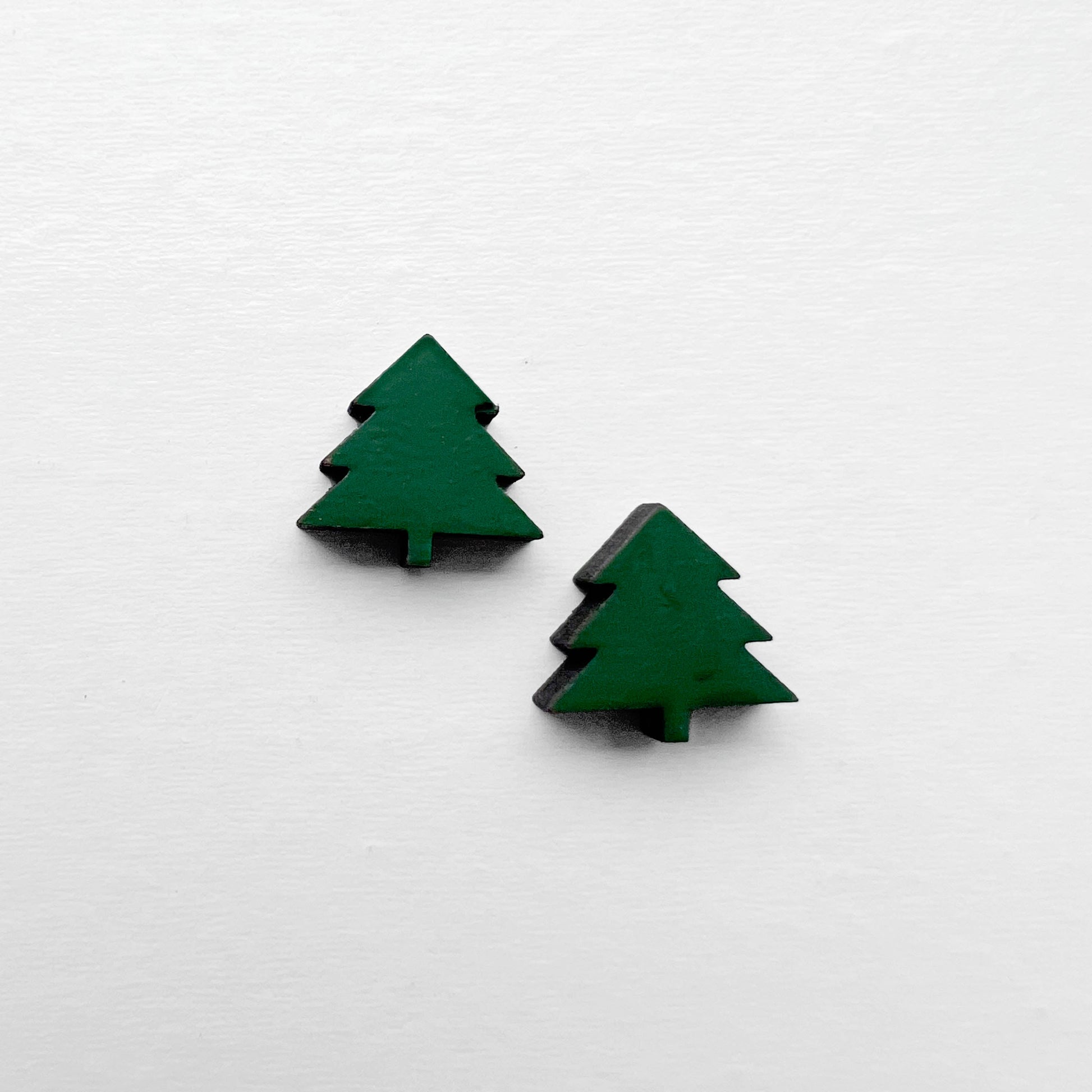 Tree Wood Stud Earrings - Wild Child Green / 9 x 8.5mm - Painted Wood Stud Earrings