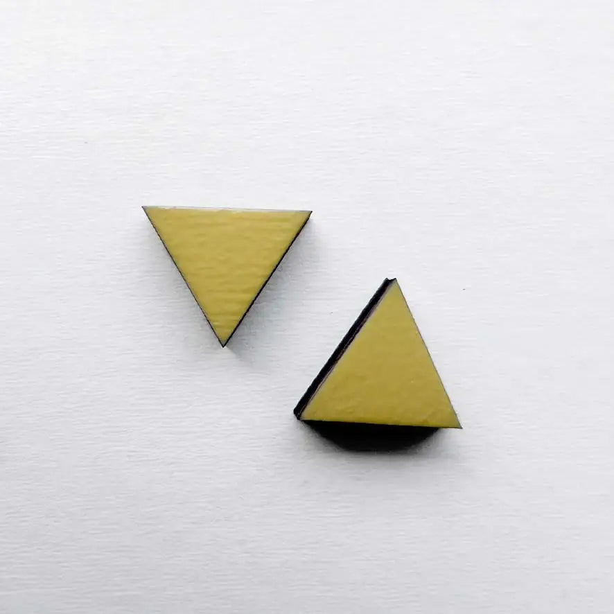 Triangle Wood Stud Earrings Austin City Limit Yellow