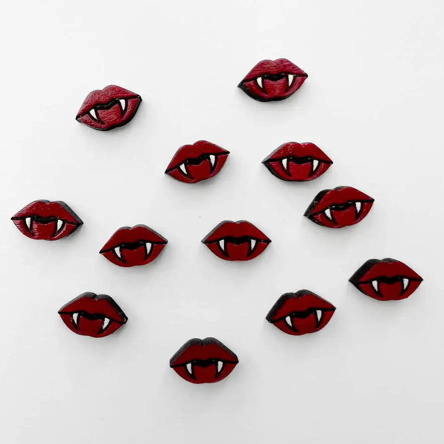 Vampire Lip Wood Stud Earrings Halloween