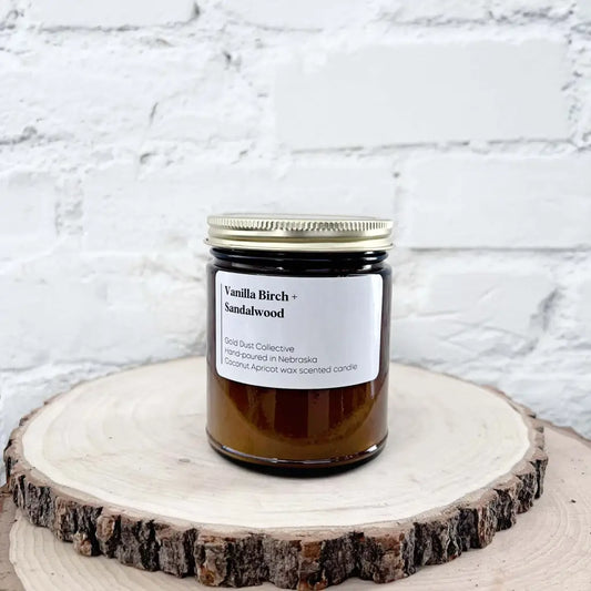 Vanilla Birch and Sandalwood Scented Candle Minimalist Label