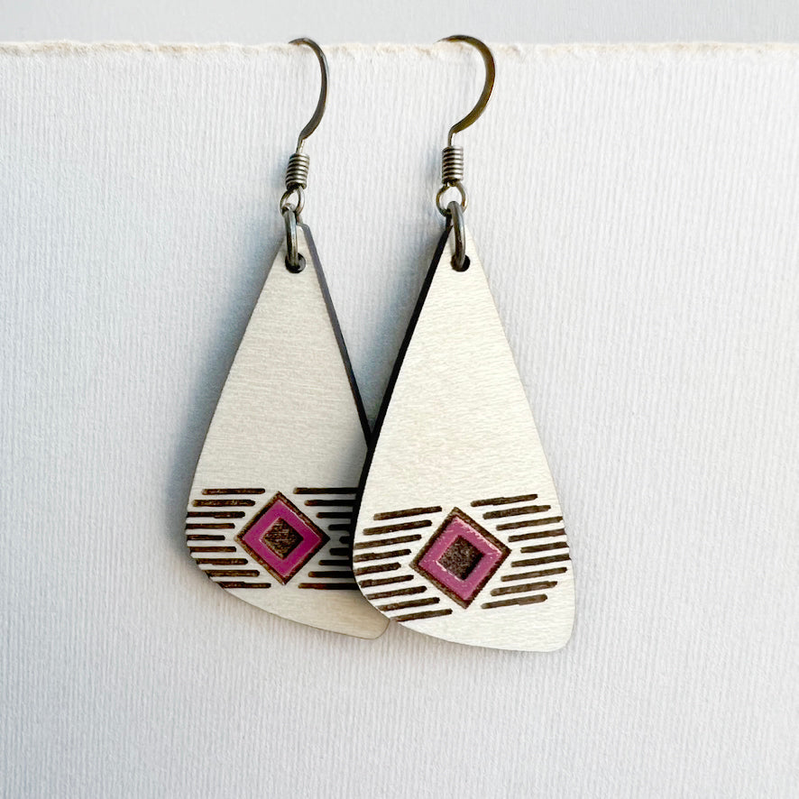 Waylon Wood Drop Earrings - Mauvewood / 1.5 IN - Painted Wood Drop Earrings