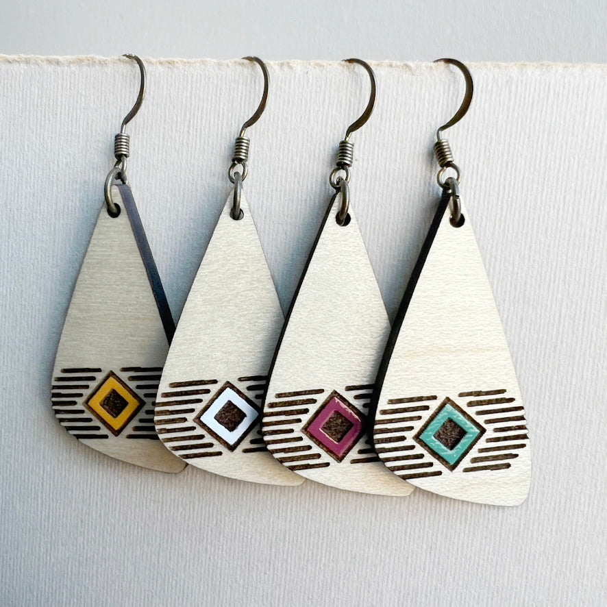 Waylon Wood Drop Earrings - Painted Wood Drop Earrings