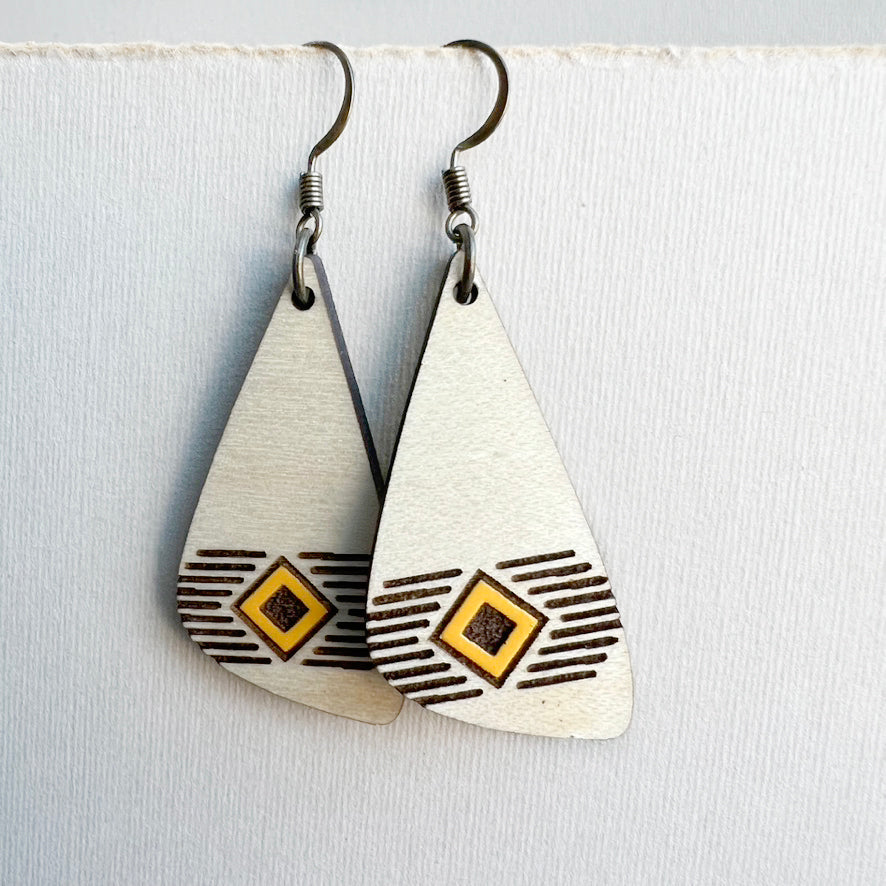 Waylon Wood Drop Earrings - Saffron Yellow / 1.5 IN - Painted Wood Drop Earrings