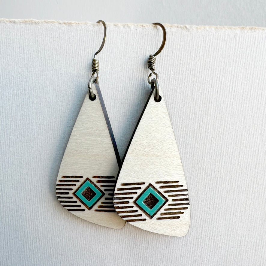 Waylon Wood Drop Earrings - Turquoise Trail / 1.5 IN - Painted Wood Drop Earrings