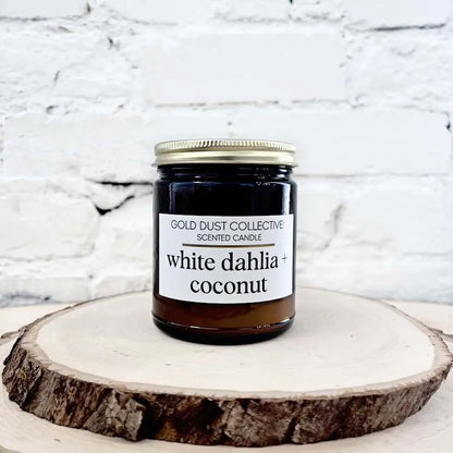 White Dahlia and Coconut Scented Candle Classic Label Collection