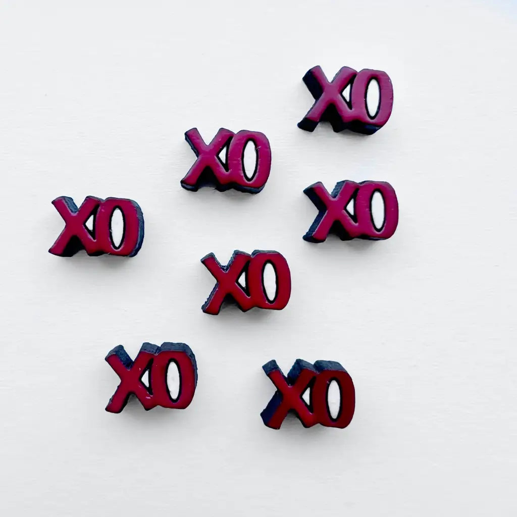 XO Wood Earrings - Painted Wood Stud Earrings