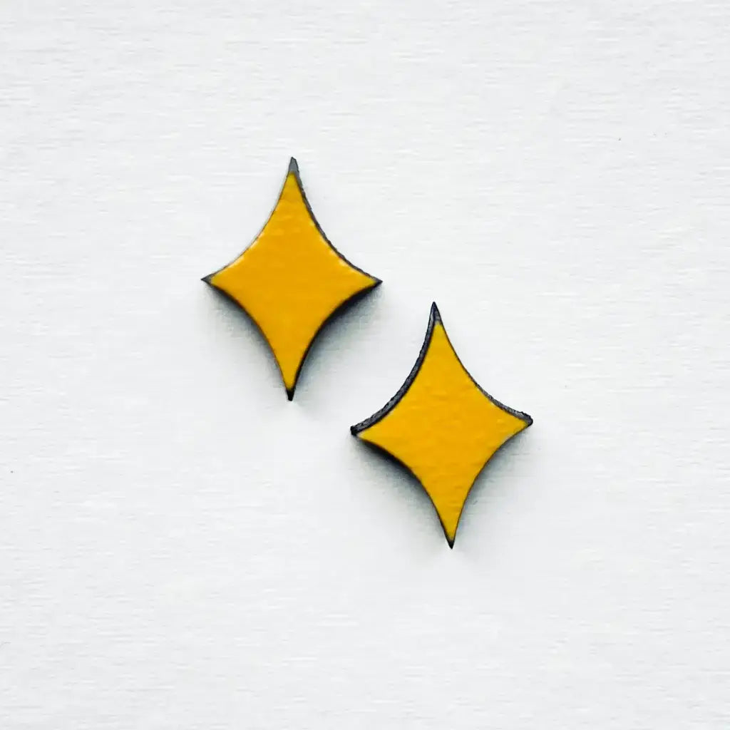 you-are-magic-wood-stud-earrings-painted-yellow