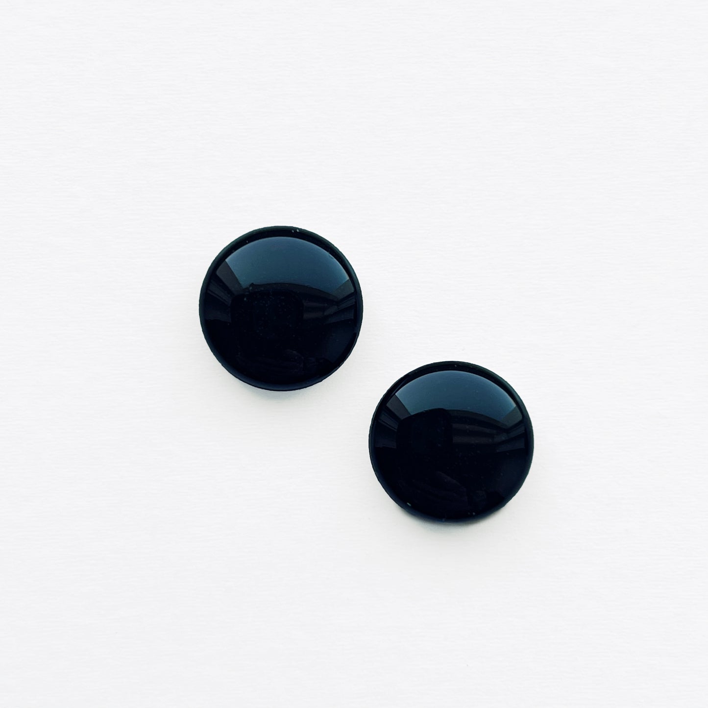 Circle Handmade Black Onyx Wood Stud Earrings with Hypoallergenic Titanium Posts