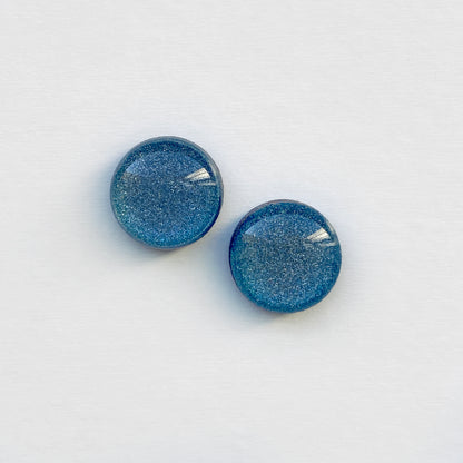 Blue Cosmo Wood Stud Earrings