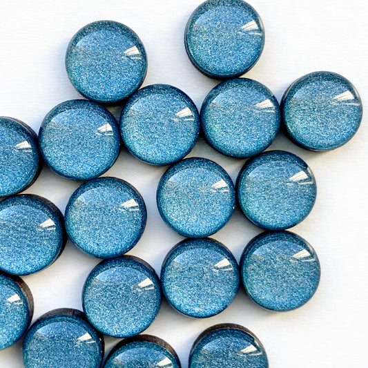 Blue Cosmo Wood Stud Earrings