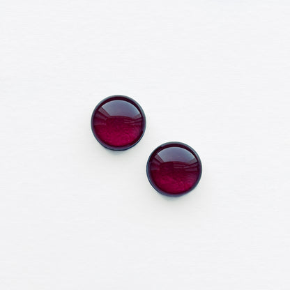 Cranberry Red Wood Stud Earrings