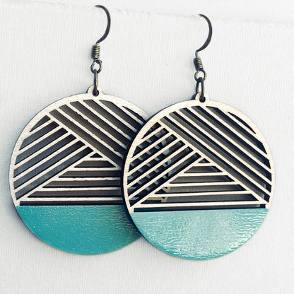 Dipped Metric + Maple Wood Drop Earrings