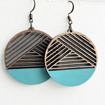 Dipped Metric + Walnut Wood Drop Earrings