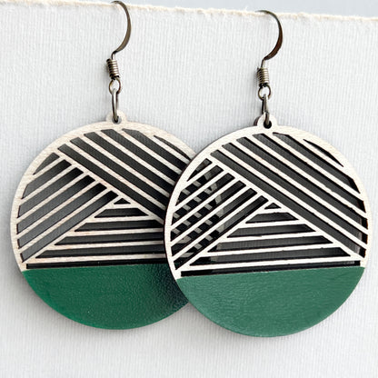 Dipped Metric + Maple Wood Drop Earrings