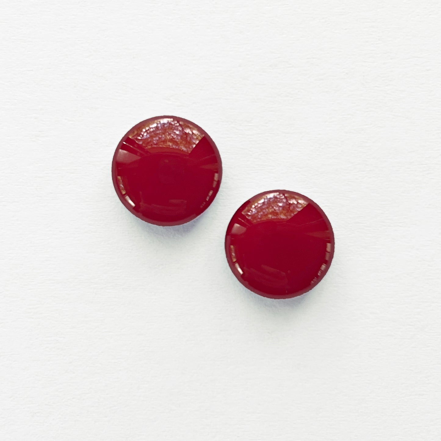 Red Wood Stud Earrings